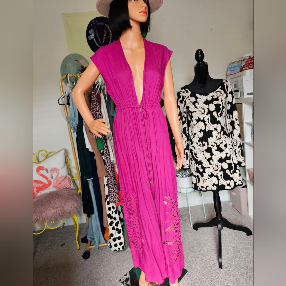 SMagenta Maxi Duster Dress | Boho Festival Layering Piece | 2 Way Styling